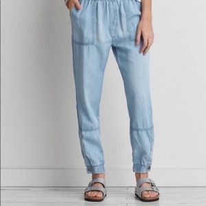 American Eagle Light Chambray Denim Joggers